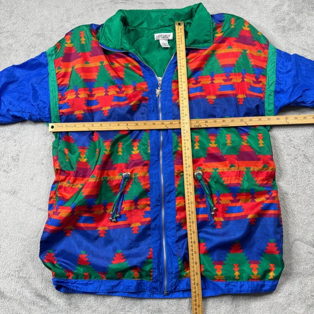 Lady‎ Lavon Windbreaker Jacket Women 1X Multicolor Vintage Southwestern Zip